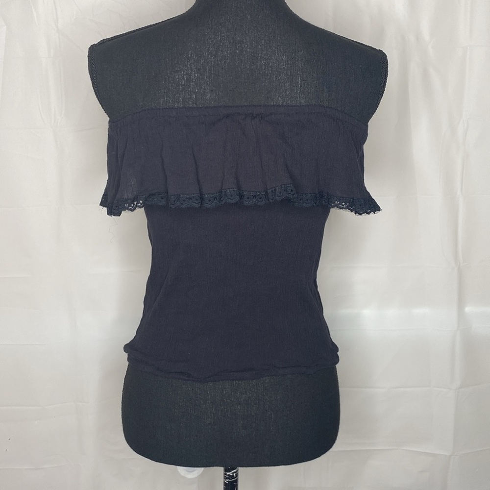 Royal Love Off The Shoulder Ruffled Lace Trim Cropped Top Size M - Picture 4 of 6
